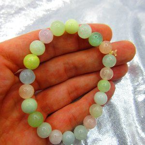 Aquamarine & Morganite 8mm Round 7" Stretchy Gemstone Bracelet